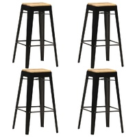 Bar Stools 4 pcs Black Solid Mango Wood