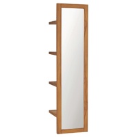 Wall Mirror with Shelves 30x30x120 cm Solid Teak Wood