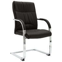 Cantilever Office Chair Black Faux Leather