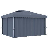 Gazebo with Curtain 4x3 m Anthracite Aluminium