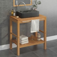 Bathroom Vanity Cabinet Solid Wood Teak with Sink Marble Black