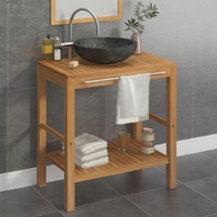 Bathroom Vanity Cabinet Solid Wood Teak with Sink Marble Black