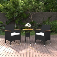 3 Piece Garden Dining Set Poly Rattan Black