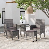 5 Piece Garden Lounge Set Poly Rattan Grey