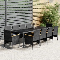 11 Piece Garden Dining Set Poly Rattan Grey