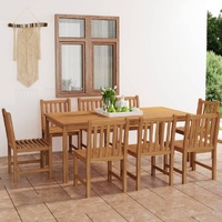 9 Piece Garden Dining Set Solid Wood Teak