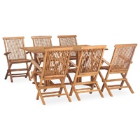 7 Piece Folding Outdoor Dining Set Solid Wood Teak