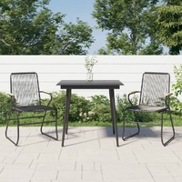 3 Piece Garden Dining Set Black PVC Rattan