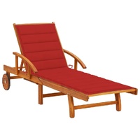 Garden Sun Lounger with Cushion Solid Wood Acacia