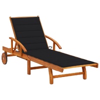 Garden Sun Lounger with Cushion Solid Wood Acacia