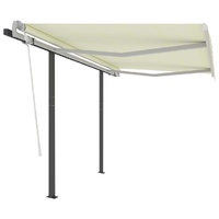 Manual Retractable Awning with Posts 3x2.5 m Cream