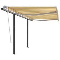 Manual Retractable Awning with Posts 3x2.5 m Yellow and White