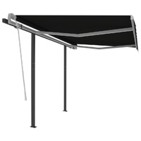 Manual Retractable Awning with Posts 3x2.5 m Anthracite