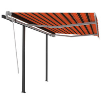 Manual Retractable Awning with Posts 3x2.5 m Orange and Brown