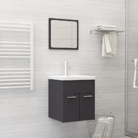 Bathroom Furniture Set Grey Engineered Wood