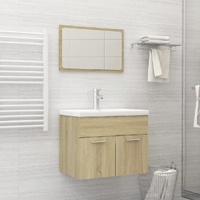 Bathroom Furniture Set Sonoma Oak Engineered Wood