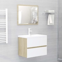 Bathroom Furniture Set White and Sonoma Oak Engineered Wood