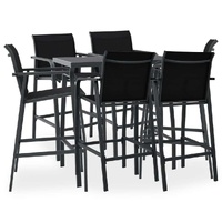 7 Piece Garden Bar Set Black