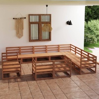 12 Piece Garden Lounge Set Honey Brown Solid Pinewood