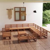 14 Piece Garden Lounge Set Solid Pinewood