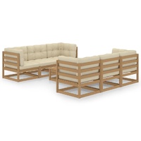 7 Piece Garden Lounge Set with Cushions Solid Pinewood