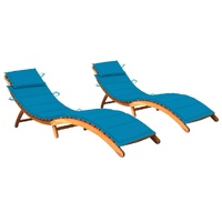 Sun Loungers 2 pcs with Cushions Solid Wood Acacia