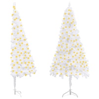 Corner Artificial Pre-lit Christmas Tree White 210 cm PVC