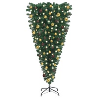 Upside-down Artificial Pre-lit Christmas Tree with Ball Set 240 cm