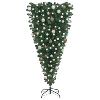 Upside-down Artificial Pre-lit Christmas Tree with Ball Set 180 cm