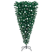 Upside-down Artificial Pre-lit Christmas Tree with Ball Set 120 cm