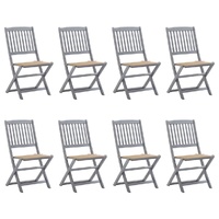 Folding Outdoor Chairs 8 pcs with Cushions Solid Acacia Wood