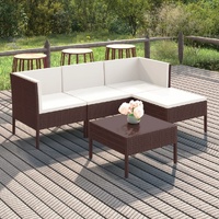 5 Piece Garden Lounge Set with Cushions Poly Rattan Brown