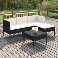 5 Piece Garden Lounge Set with Cushions Poly Rattan Black