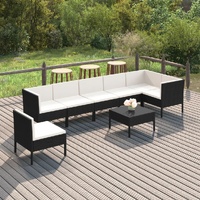 8 Piece Garden Lounge Set with Cushions Poly Rattan Black