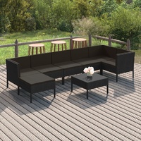 8 Piece Garden Lounge Set with Cushions Poly Rattan Black