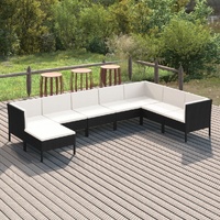 8 Piece Garden Lounge Set with Cushions Poly Rattan Black