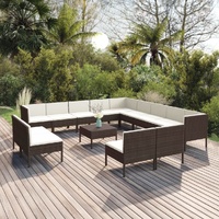 14 Piece Garden Lounge Set with Cushions Poly Rattan Brown