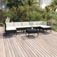 8 Piece Garden Lounge Set with Cushions Poly Rattan Black