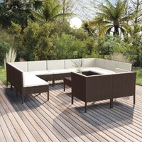 12 Piece Garden Lounge Set with Cushions Poly Rattan Brown