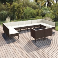 12 Piece Garden Lounge Set with Cushions Poly Rattan Brown