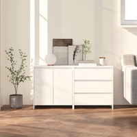 2 Piece Sideboard White Engineered Wood