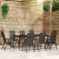 9 Piece Garden Dining Set Black