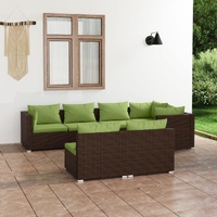 7 Piece Garden Lounge Set with Cushions Brown Poly Rattan