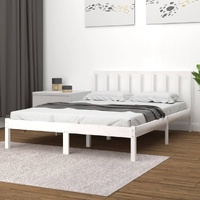 Bed Frame without Mattress White Solid Wood Pine 135x190 cm