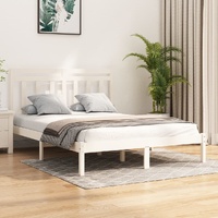 Bed Frame without Mattress White 150x200 cm Solid Wood