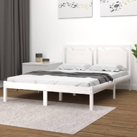 Bed Frame without Mattress White 135x190 cm Solid Wood