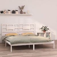 Bed Frame without Mattress White 183x203 cm King Solid Wood