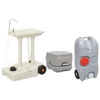 Portable Camping Toilet and Handwash Stand Set with Water Tank