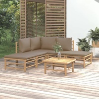 6 Piece Garden Lounge Set with Taupe Cushions  Bamboo