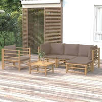 6 Piece Garden Lounge Set with Taupe Cushions  Bamboo